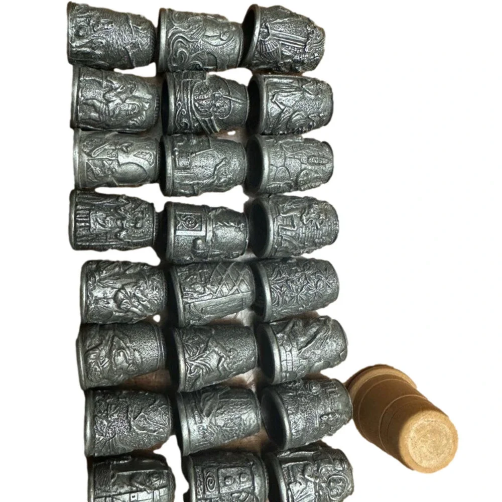 VTG Franklin Mint Grimm’s Fairy Tales Pewter Thimbles Lot of 24 All Stamped